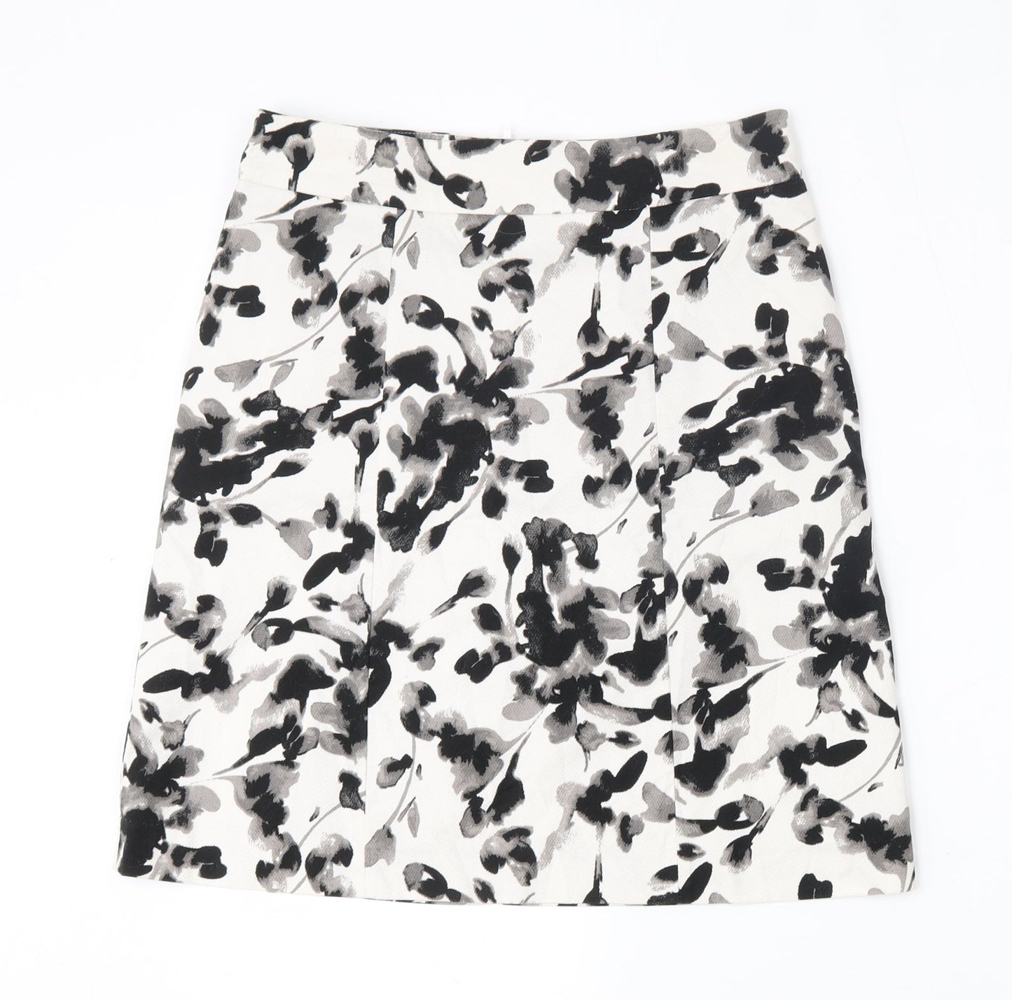 H&M Womens White Floral Polyester A-Line Skirt Size 8