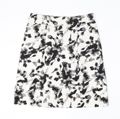 H&M Womens White Floral Polyester A-Line Skirt Size 8