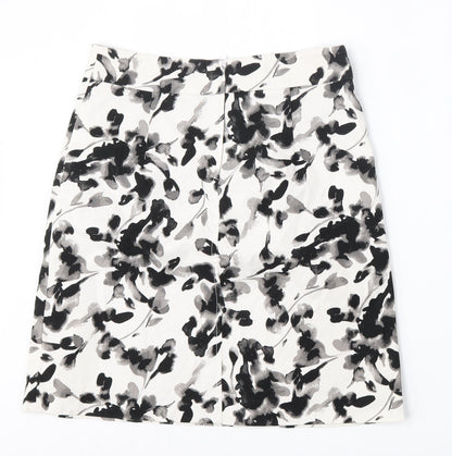 H&M Womens White Floral Polyester A-Line Skirt Size 8