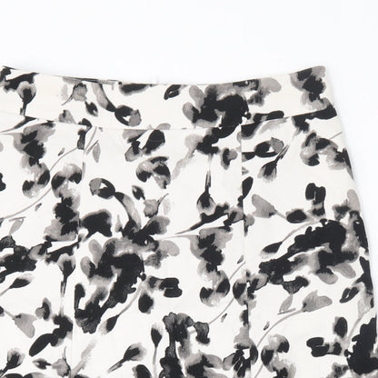 H&M Womens White Floral Polyester A-Line Skirt Size 8