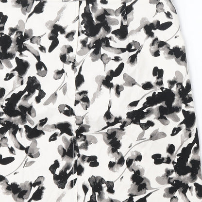 H&M Womens White Floral Polyester A-Line Skirt Size 8