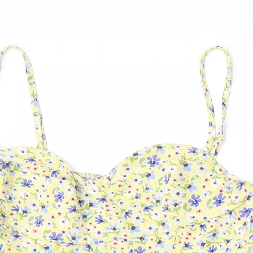 SheIn Womens Multicoloured Floral Polyester Basic Blouse Size L Round Neck