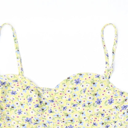 SheIn Womens Multicoloured Floral Polyester Basic Blouse Size L Round Neck