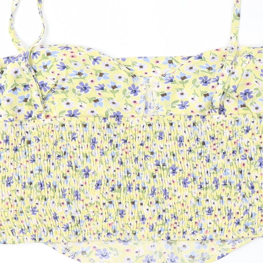 SheIn Womens Multicoloured Floral Polyester Basic Blouse Size L Round Neck