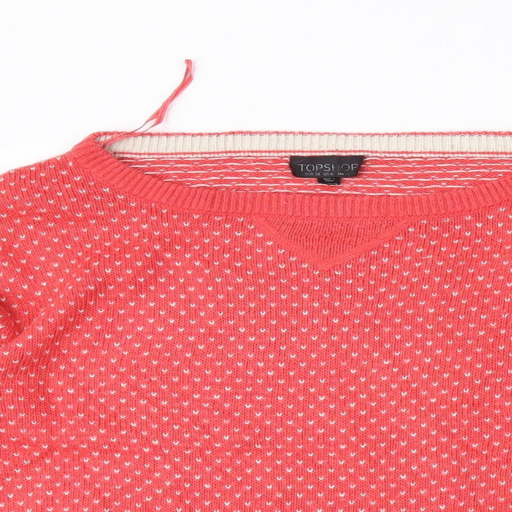 Womens UK Size 10 Topshop Red Pullover Jumper