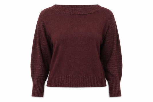 Front view of Peacocks women’s red round neck acrylic jumper, size UK 10
