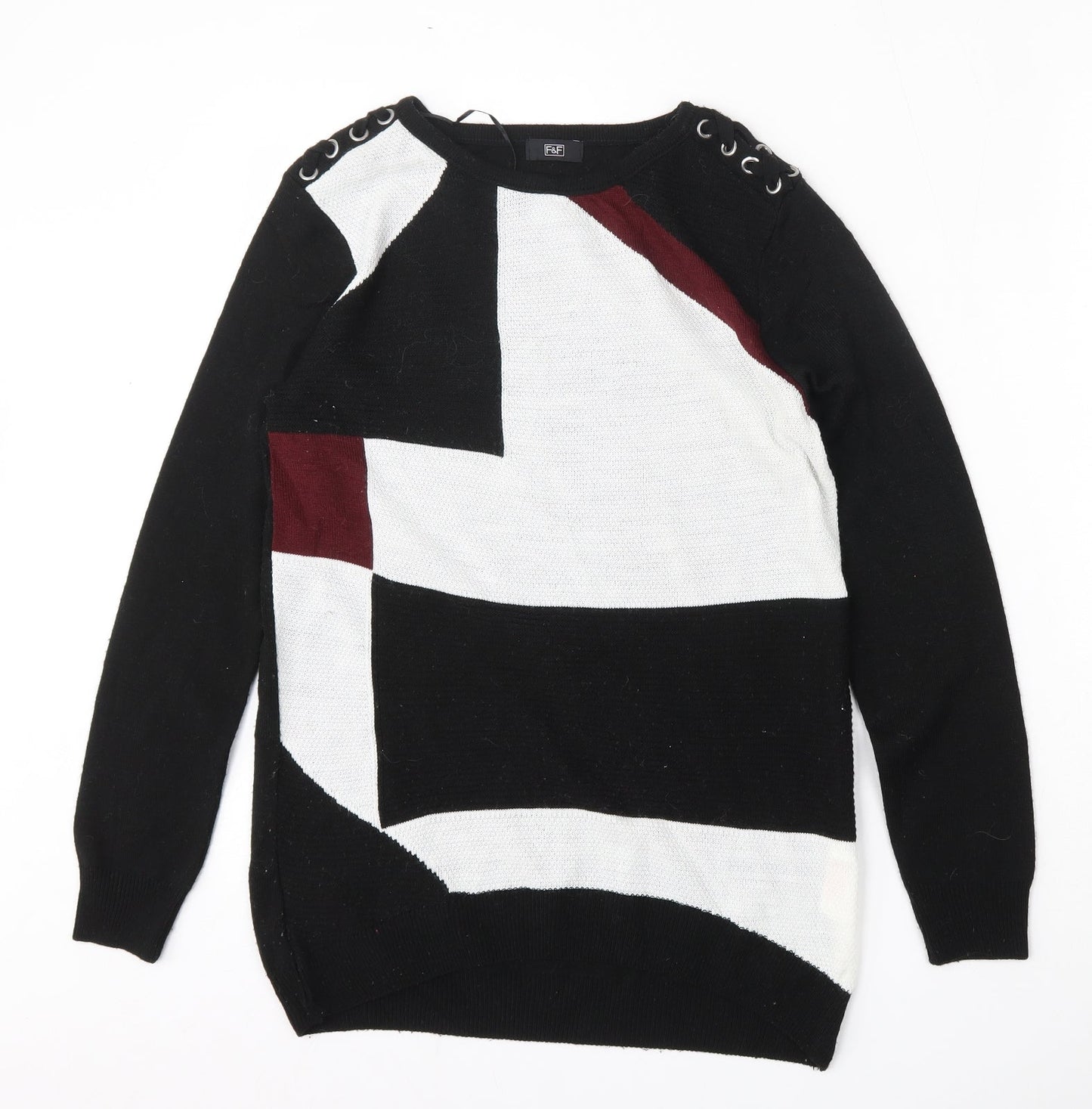 F&F Womens Multicoloured Round Neck  Acrylic Pullover Jumper Size 6