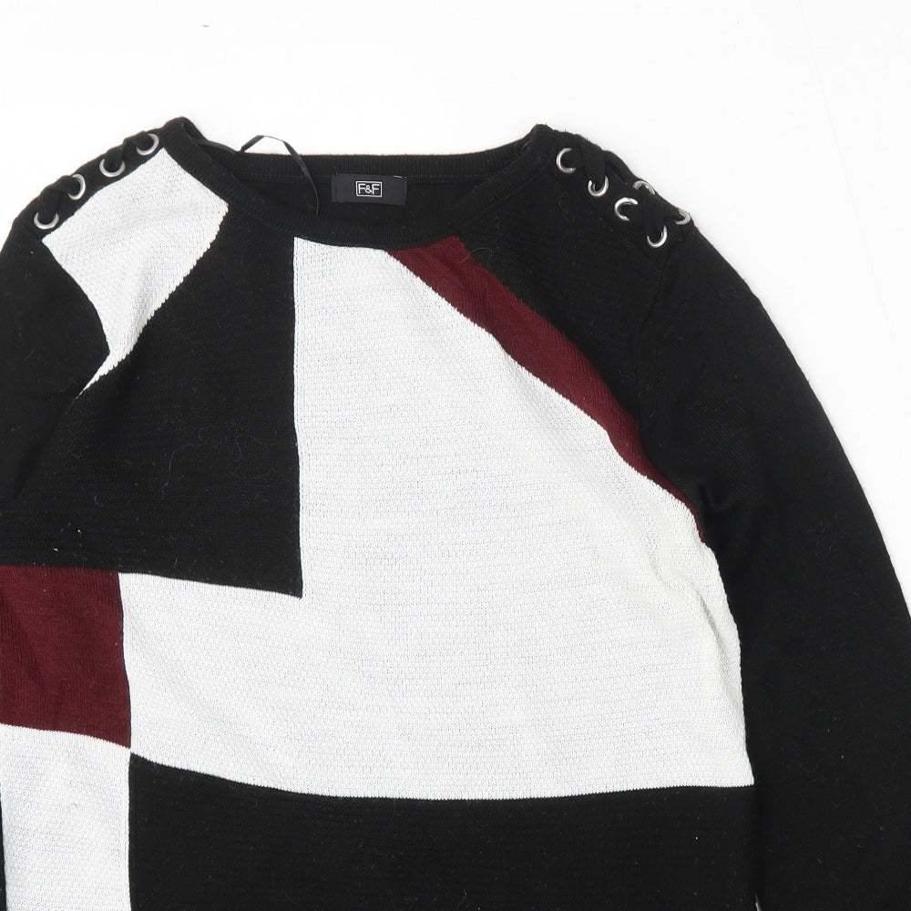 F&F Womens Multicoloured Round Neck  Acrylic Pullover Jumper Size 6