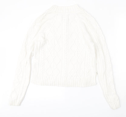 Gap Womens White Round Neck  Cotton Pullover Jumper Size XS
