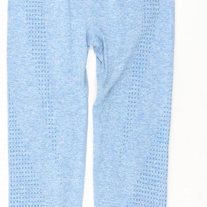 Preworn Womens Blue Flecked Polyimide Capri Leggings Size S L20.5 in Extra-Slim