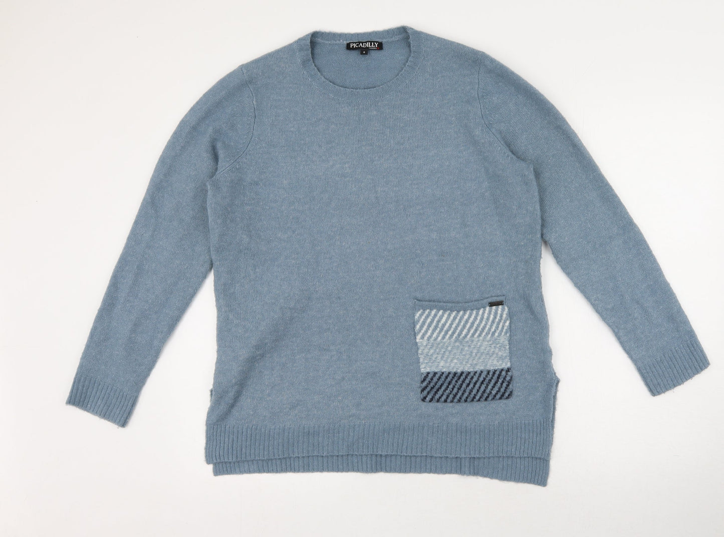 Picadilly Womens Blue Round Neck  Acrylic Pullover Jumper Size S