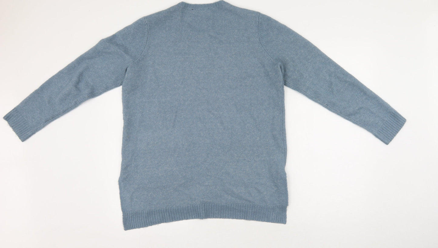 Picadilly Womens Blue Round Neck  Acrylic Pullover Jumper Size S