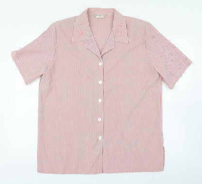 Boldgreen Womens Pink Striped Cotton Basic Button-Up Size L Collared