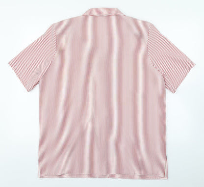 Boldgreen Womens Pink Striped Cotton Basic Button-Up Size L Collared