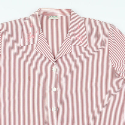 Boldgreen Womens Pink Striped Cotton Basic Button-Up Size L Collared