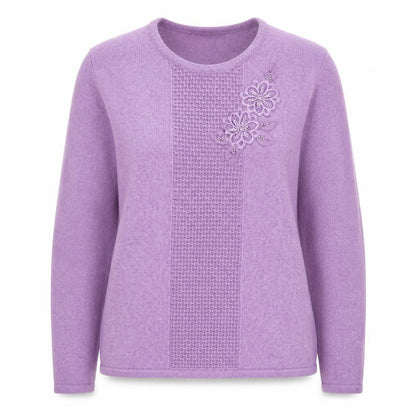 Bonmarché Womens Purple Round Neck Acrylic Pullover Jumper Size S