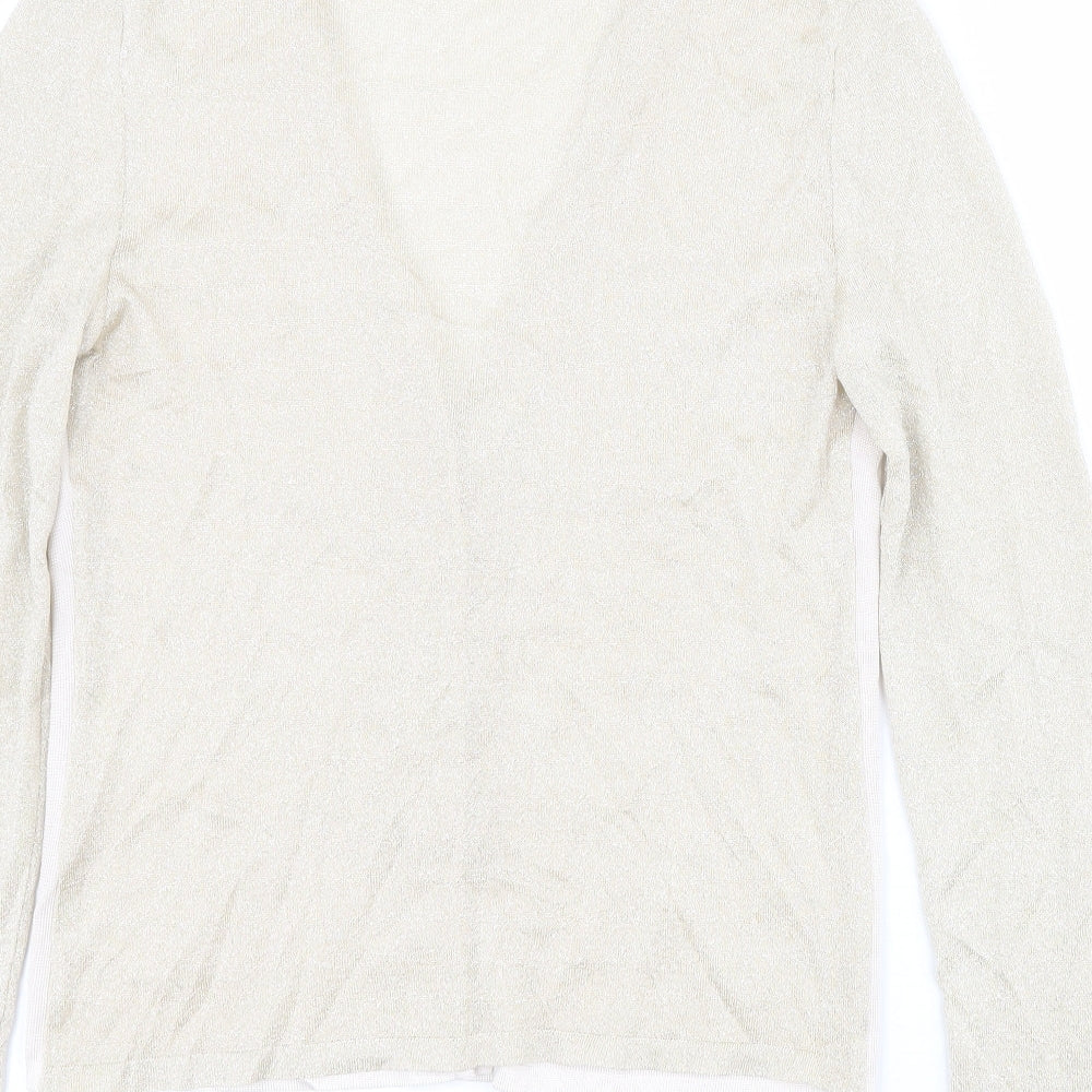 Lil Womens Gold V-Neck  Viscose Cardigan Jumper Size M