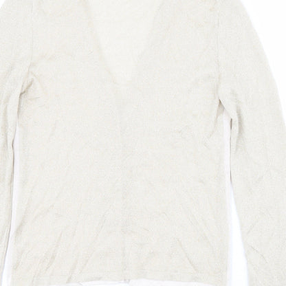 Lil Womens Gold V-Neck  Viscose Cardigan Jumper Size M