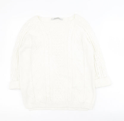 Womens UK Size M Tru Collection White Pullover Jumper