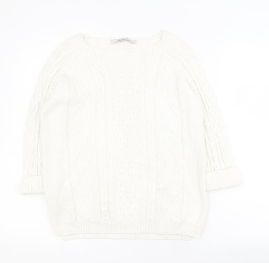Womens UK Size M Tru Collection White Pullover Jumper