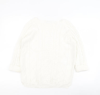 Womens UK Size M Tru Collection White Pullover Jumper