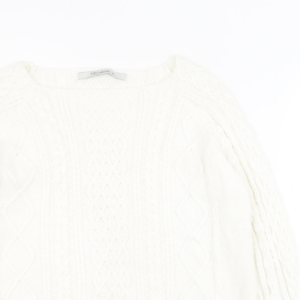 Womens UK Size M Tru Collection White Pullover Jumper