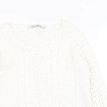 Womens UK Size M Tru Collection White Pullover Jumper