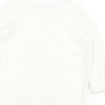 Womens UK Size M Tru Collection White Pullover Jumper