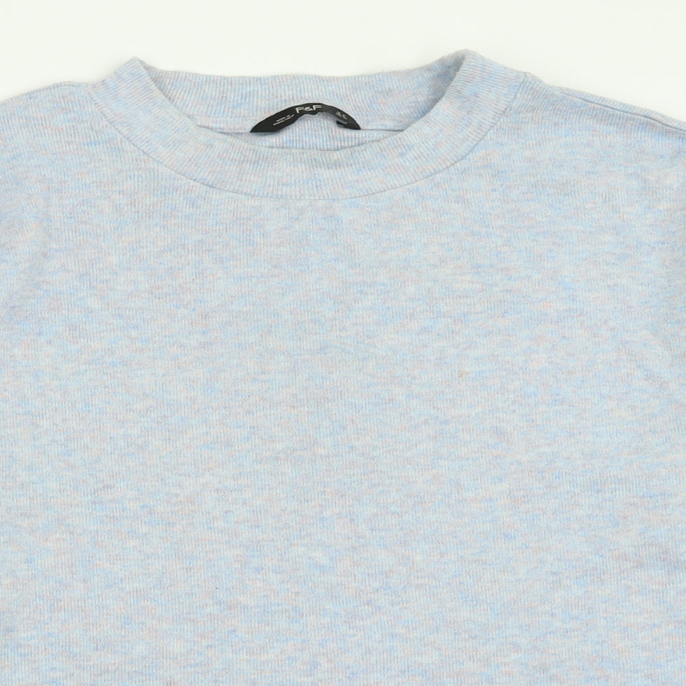 F&F Womens Blue Crew Neck  Viscose Pullover Jumper Size 10