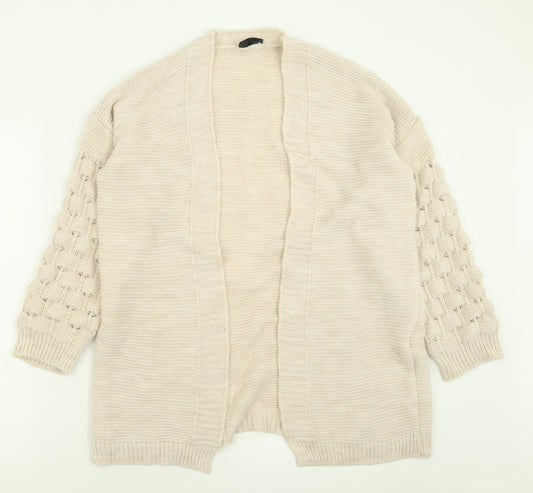 Rebellious Womens Ivory V-Neck  Acrylic Cardigan Jumper Size M
