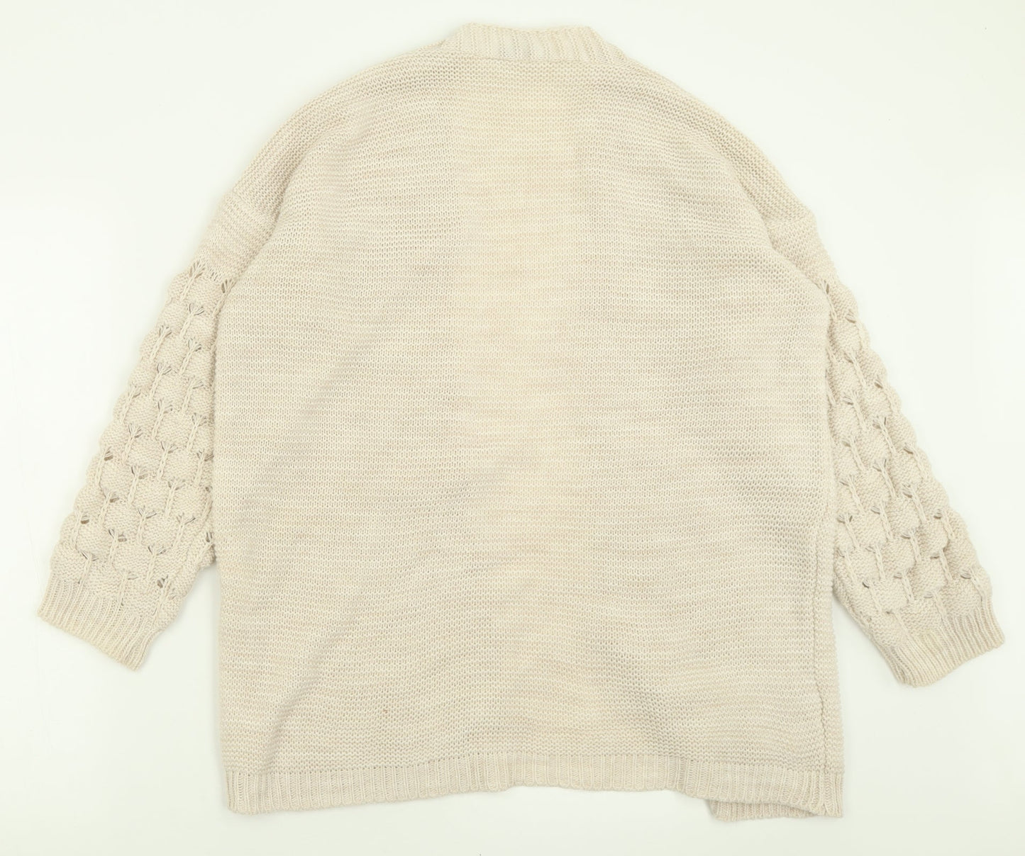 Rebellious Womens Ivory V-Neck  Acrylic Cardigan Jumper Size M