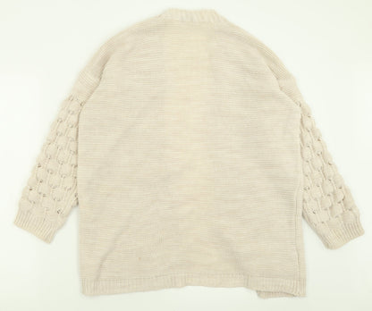 Rebellious Womens Ivory V-Neck  Acrylic Cardigan Jumper Size M