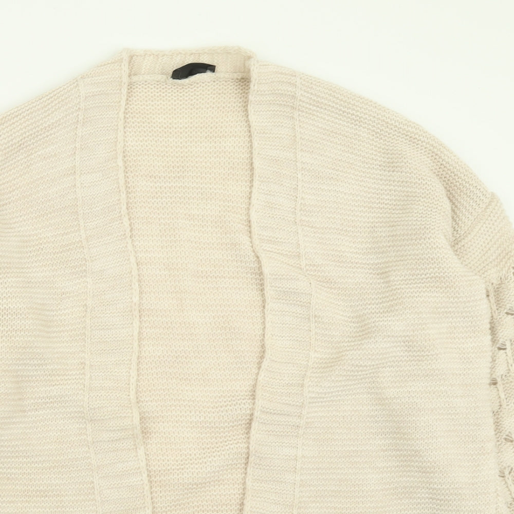 Rebellious Womens Ivory V-Neck  Acrylic Cardigan Jumper Size M