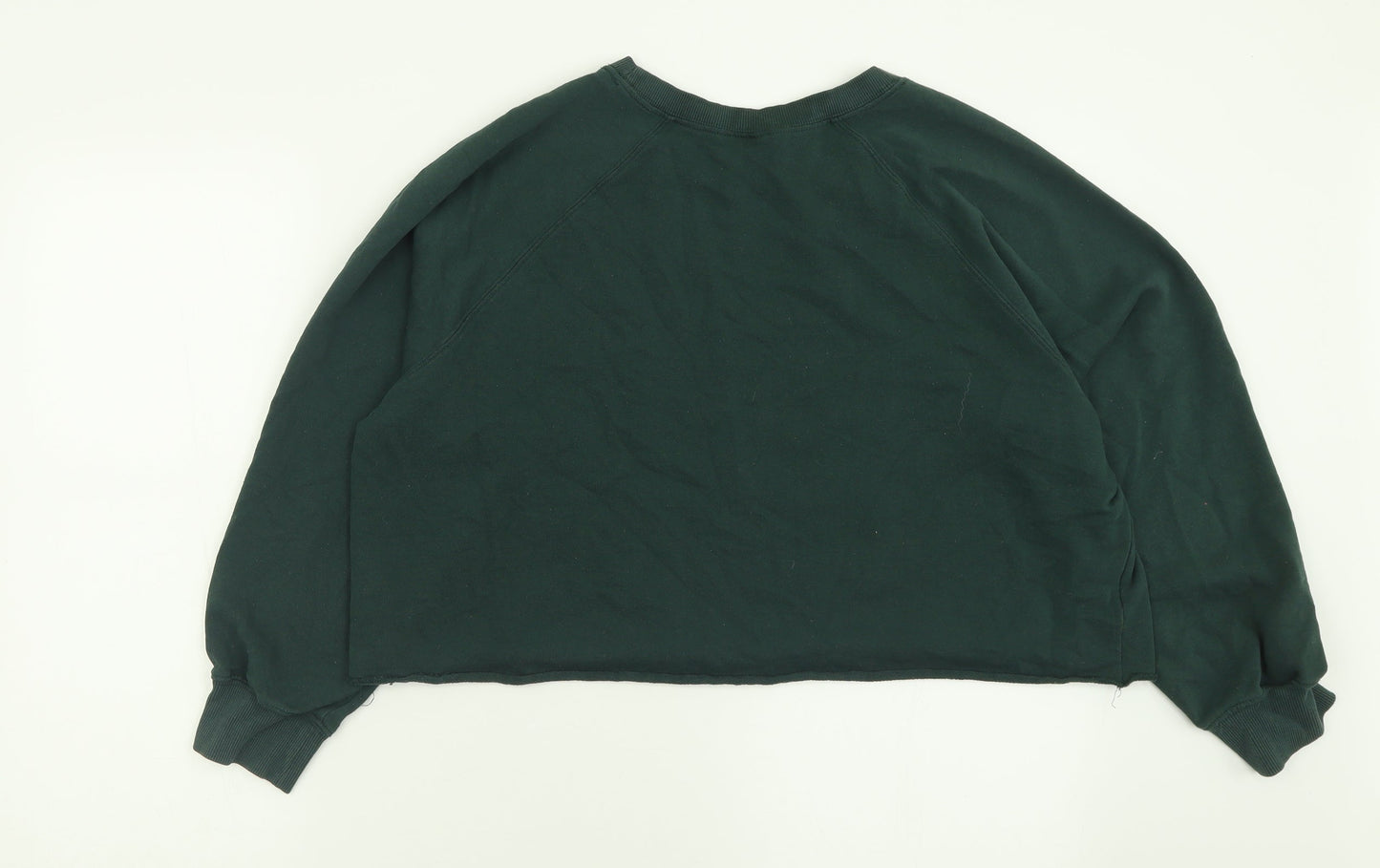 H&M Womens Green  Cotton Pullover Sweatshirt Size M  Pullover - Cropped