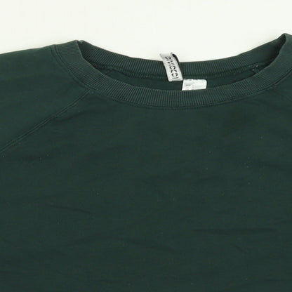 H&M Womens Green  Cotton Pullover Sweatshirt Size M  Pullover - Cropped