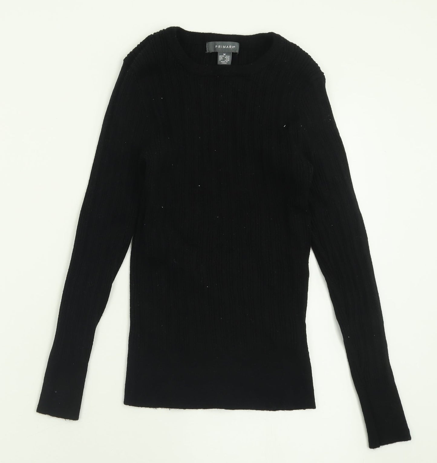 Primark Womens Black Crew Neck  Viscose Pullover Jumper Size M