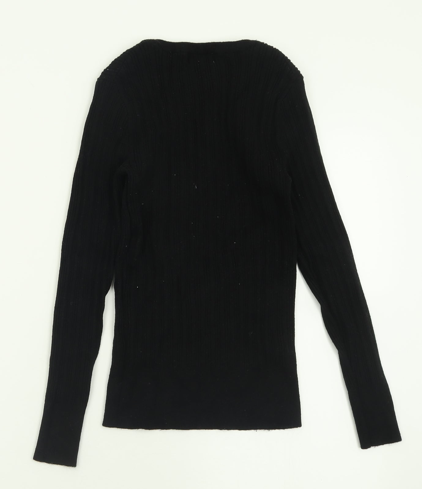 Primark Womens Black Crew Neck  Viscose Pullover Jumper Size M