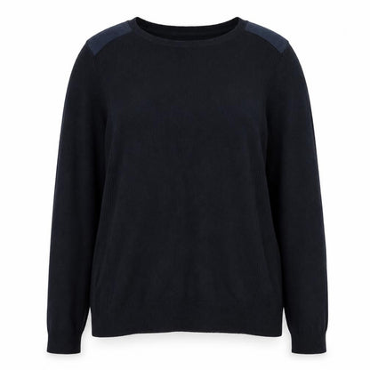 Front view of Dorothy Perkins women’s blue crew neck nylon jumper, size UK 18