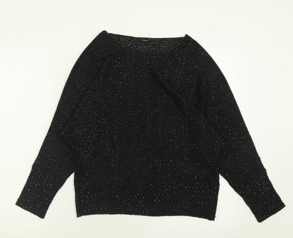 George Womens Black Crew Neck  Polyester Pullover Jumper Size S