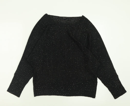 George Womens Black Crew Neck  Polyester Pullover Jumper Size S