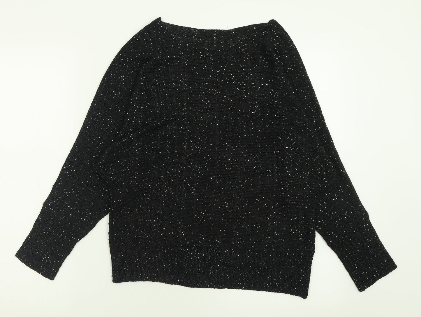 George Womens Black Crew Neck  Polyester Pullover Jumper Size S