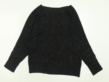 George Womens Black Crew Neck  Polyester Pullover Jumper Size S