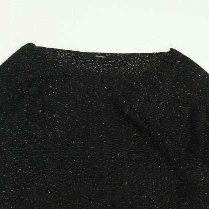 George Womens Black Crew Neck  Polyester Pullover Jumper Size S