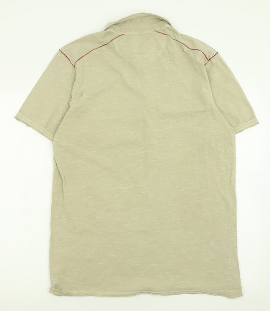 Debenhams Mens Green  Cotton  Polo Size L Collared Button