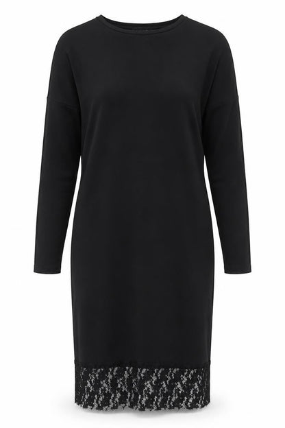 Front view of New Look women’s black viscose pencil dress, size UK 12, round neck