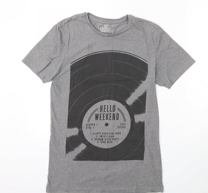 F&F Mens Grey  Cotton  T-Shirt Size XS Round Neck  - Hello weekend