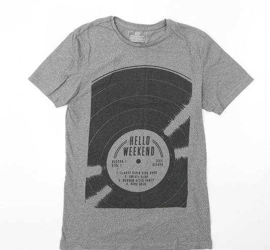 F&F Mens Grey  Cotton  T-Shirt Size XS Round Neck  - Hello weekend