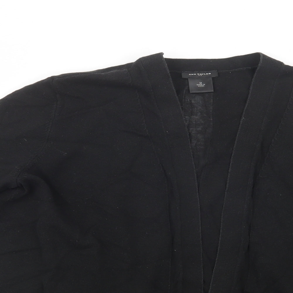 Ann Taylor Womens Black V-Neck  Cotton Cardigan Jumper Size M