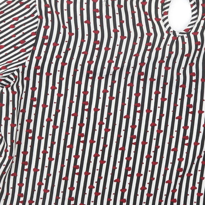 Matalan Womens Black Striped Polyester Basic Blouse Size 10 V-Neck