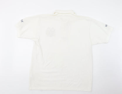 Disley Mens White  Polyester  Polo Size XL Collared Button